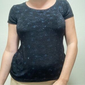 Vintage Women's Black Sparkle Top Size Large Black